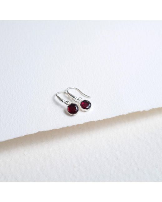 Auree Jewellery White Barcelona January Garnet Birthstone Hook Earrings