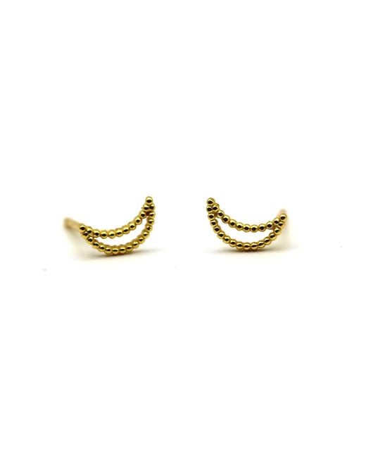 VicStoneNYC Fine Jewelry Metallic Timeless Ball Pattern Moon Earrings