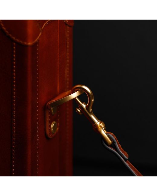 Time Resistance Brown Cognac Leather Attaché Case Briefcase for men