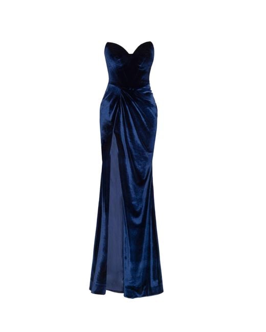 Angelika Jozefczyk Blue Vionett Velvet Evening Gown Navy