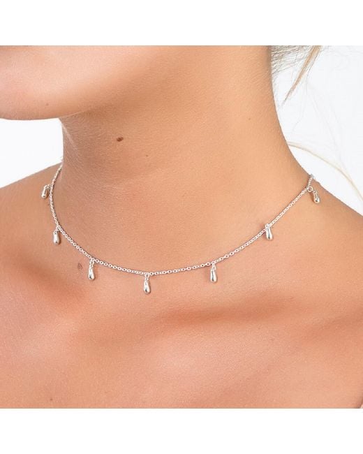 Lucy Quartermaine Metallic Sterling Mini Drop Choker Style Necklace