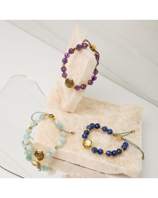 Seven Saints Metallic Crown Chakra Amethyst Spiritual Healing And Stress Relief Bracelet