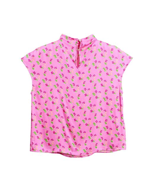 Lost Pattern Purple ”Beach Blossom“ Satin Top