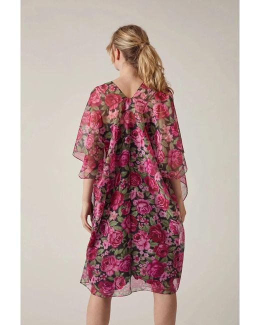 James Lakeland Red Rose Print Kaftan