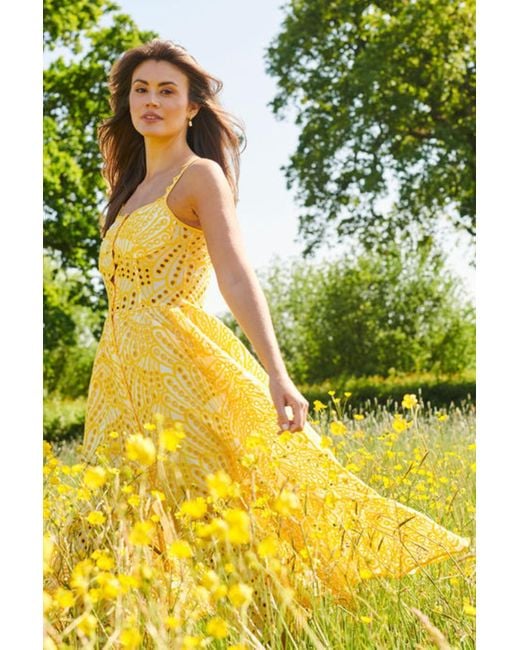Hortons England The Cannes Broderie Dress Yellow