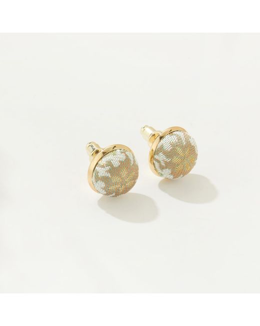 Soft Strokes Silk Metallic Neutrals Pure Silk Brocade Earrings