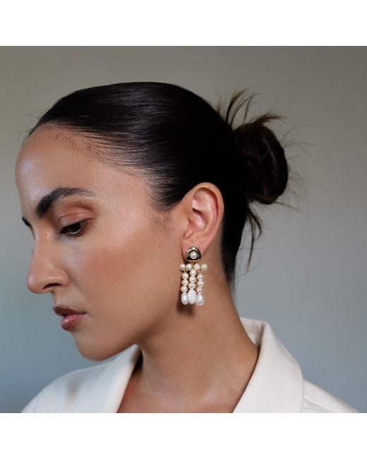 Leeada Jewelry Metallic Cannes Pearl Earrings