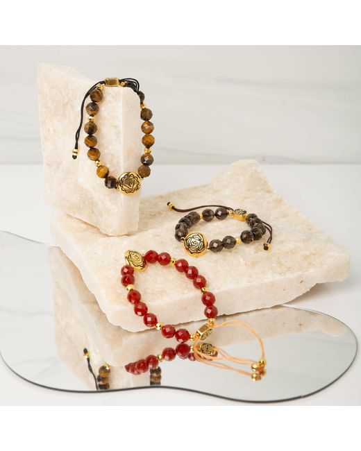 Seven Saints Metallic Solar Plexus Chakra Tiger's Eye Energy Protection And Psychic Power Bracelet