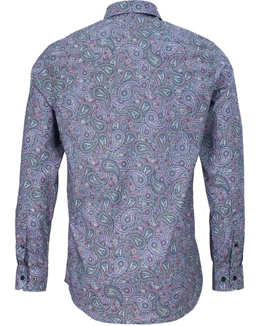 Lords of Harlech Blue Morris Trippy Paisley Shirt for men
