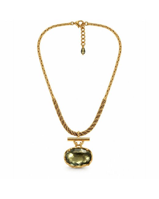 Vstyle Metallic Crystal-Plated Statement Necklace