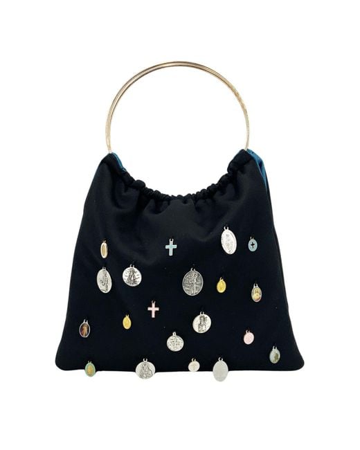 Hilo De Mar Blue Mary Top Handle Bag With Medals