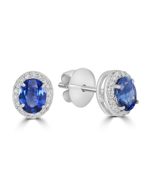 Artisan Blue 18K Sapphire & Diamond Oval Halo Stud Earrings
