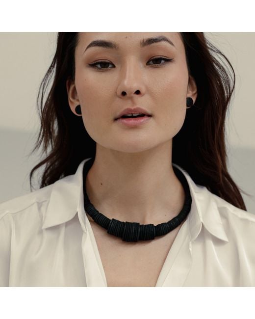 WAIWAI Black Gradient Leather Choker