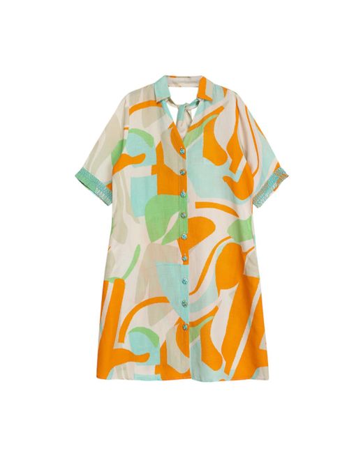 Niza Orange Short Shirt Dress Bora