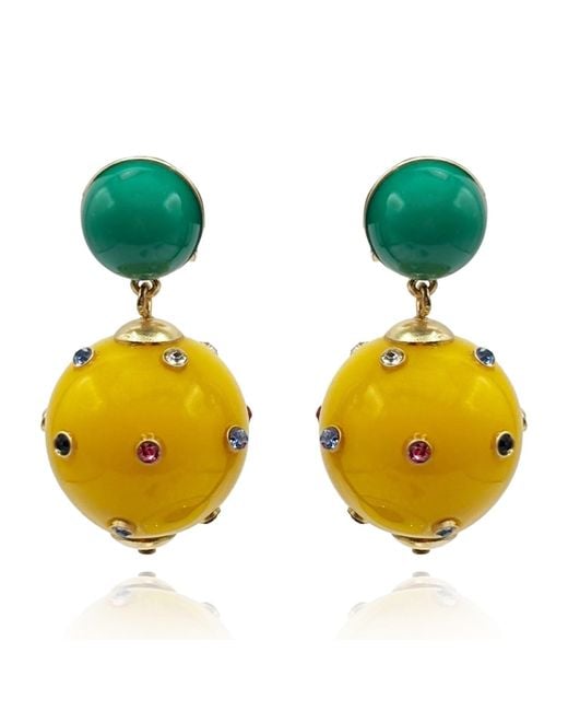 Michael Nash Jewelry Yellow Valentina Jade And Amber Resin Studded Pierced Earrings