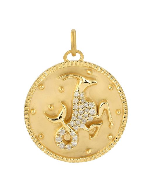 Artisan Metallic Diamond Capricorn Zodiac Medallion Pendant