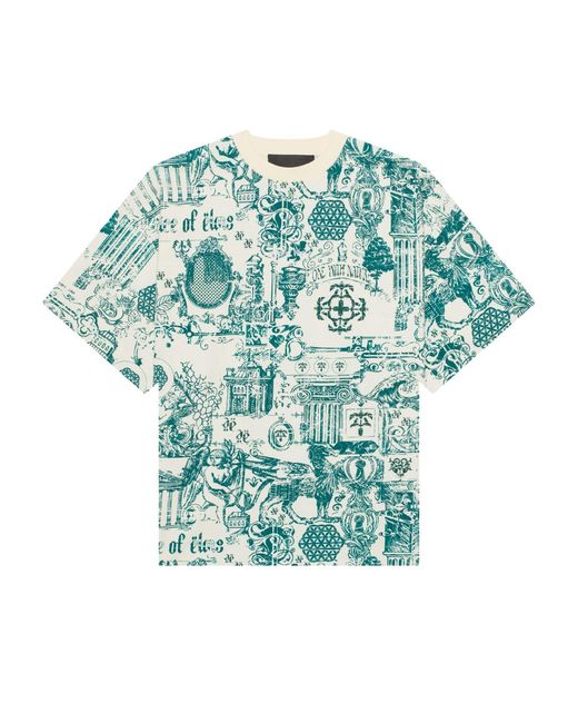 PLACE OF ELMS Blue Flower Of Life T-Shirt for men
