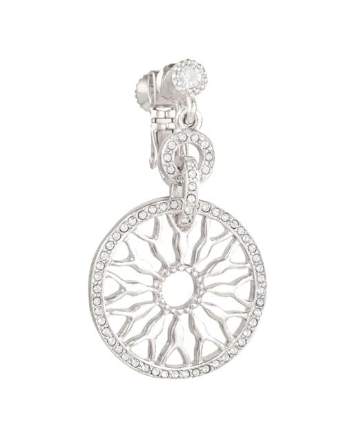 Grosse Metallic Platinum & Crystal Clip On Drop Earrings, Series Lumière