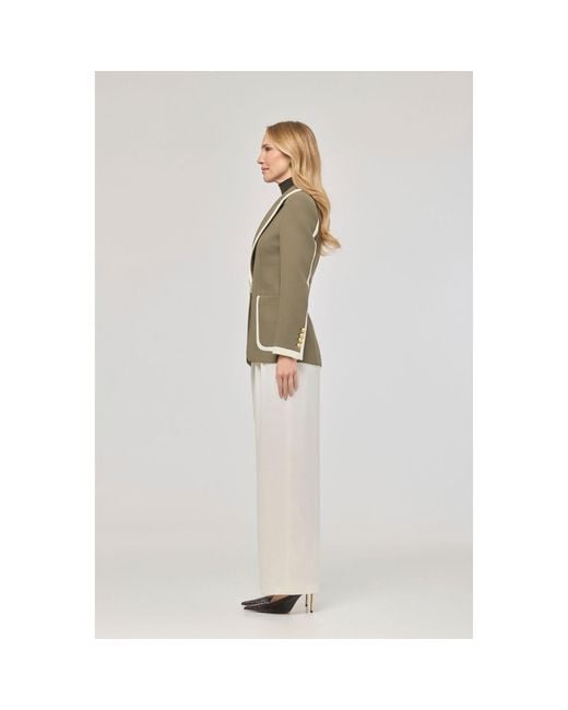 The Extreme Collection Green Blazer With Contrast Piping Laurent
