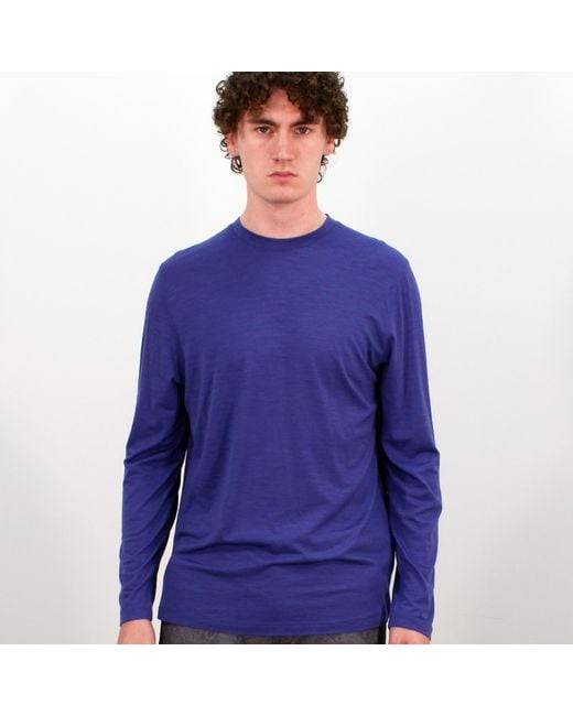Lords of Harlech Purple Chase Long Sleeve Merino Crew In Skipper for men