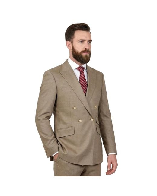 DAVID WEJ Brown Neutrals Aldo Double Breasted Suit for men