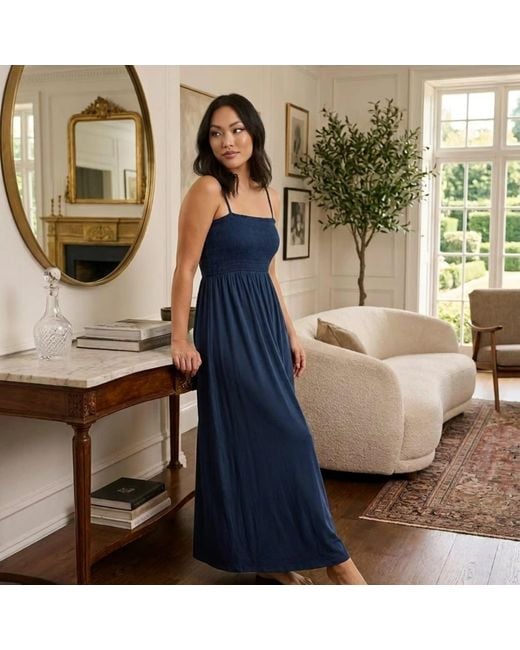 JJwinks Blue Bra-Free Smocked Modal Maxi Dress