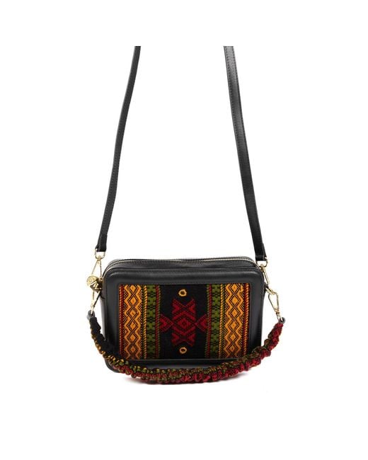 SJW BAGS LONDON Multicolor Perazzi Gujarati Woven Textile & Leather Cross Body Bag