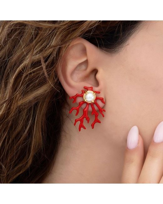 Milou Jewelry Red Coral Earrings