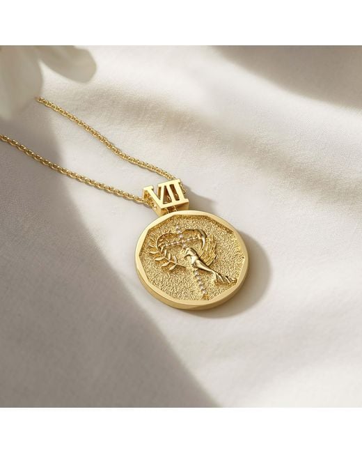 Vanimy Metallic Promised Land Cross Dove Of Peace With Branch Coin Medallion Necklace