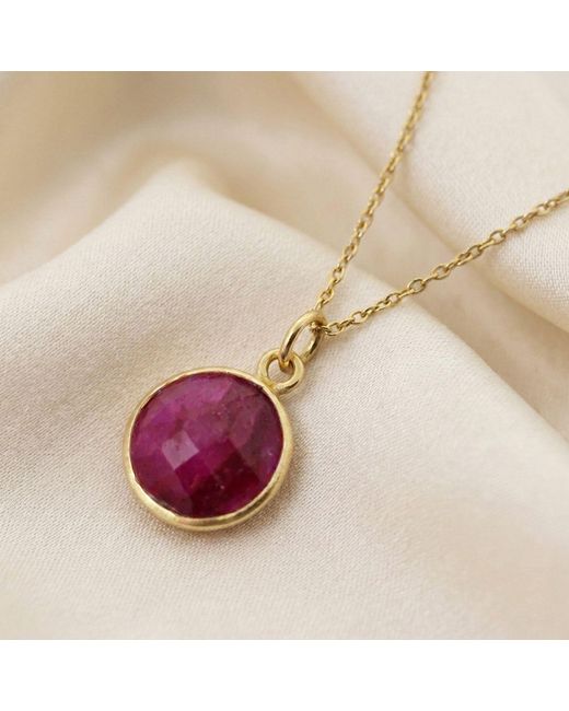 Harfi Purple Vermeil Plated Round Ruby July Birthstone Crystal Necklace