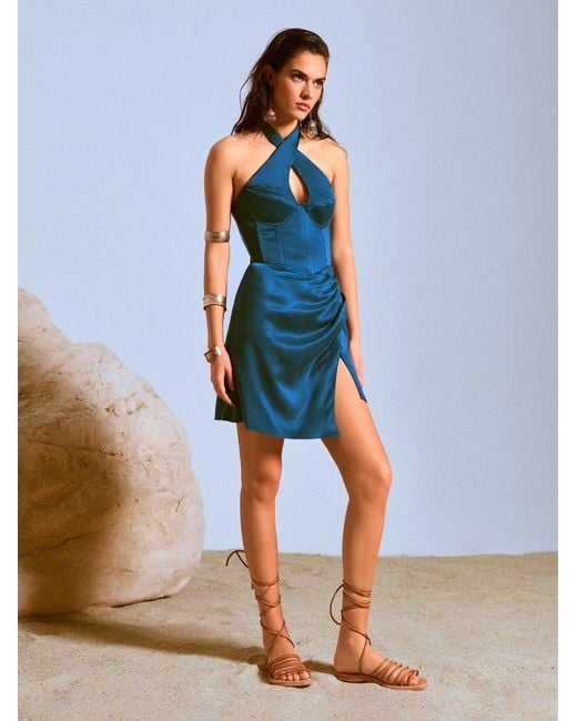 Cansu Xi Blue Gaia Ra Mini Dress