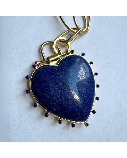 Rare Matters Jewelry Blue Lapis Lazuli Heart Pendant Necklace