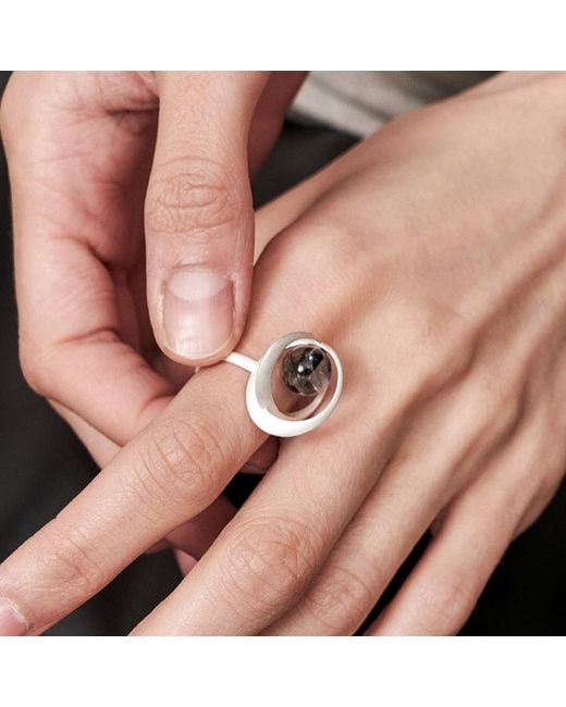 Ormiro Metallic Orbit Rutilated Quartz & Sterling Ring