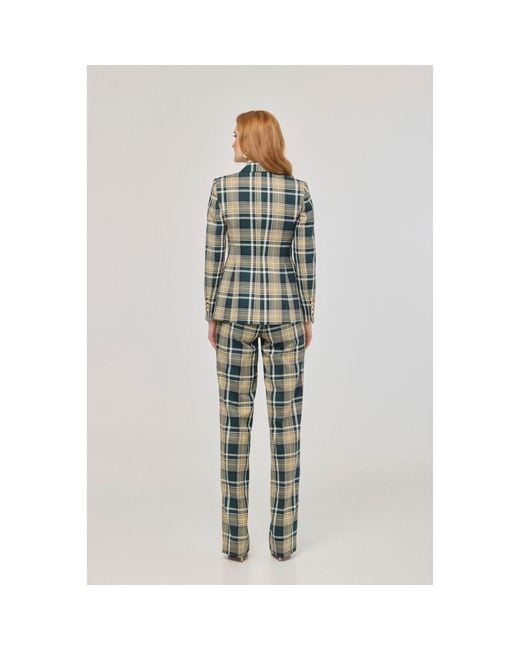 The Extreme Collection Green Neutrals Checked Earth Tone Blazer Murray