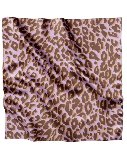 Lamberty Munich Purple Neutrals Smooth Cheetah Italian Mulberry Silk Scarf Soft