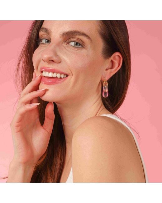 Michael Nash Jewelry Metallic Winslow Transparent Rose Resin And Hoop Earrings