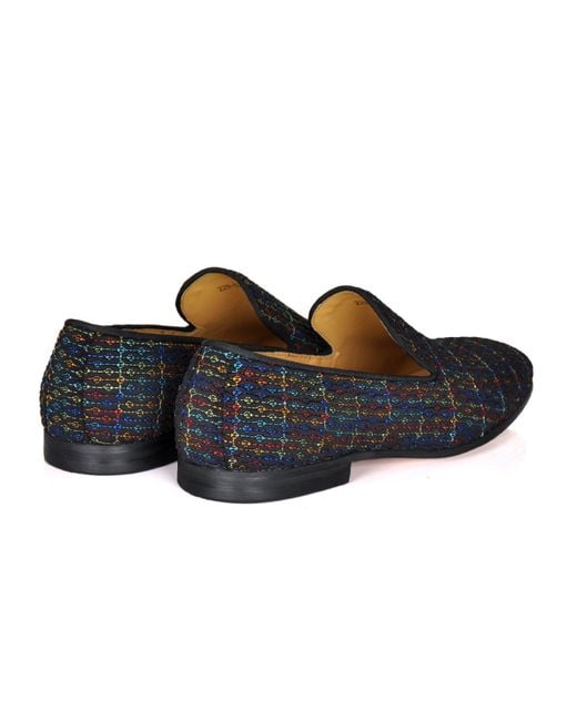 DAVID WEJ Blue Alberto Embroidery Multicolored Loafers for men