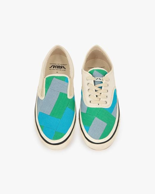 Springa | Unique Vulcanized Sneakers Italian Handmade Blue Wrong Checked Sneakers for men