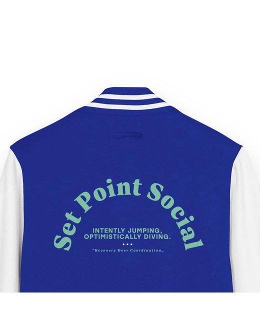 Anchor and Crew Blue Royal & Set Point Social Volleyball Club League Cotton Varsity Letterman