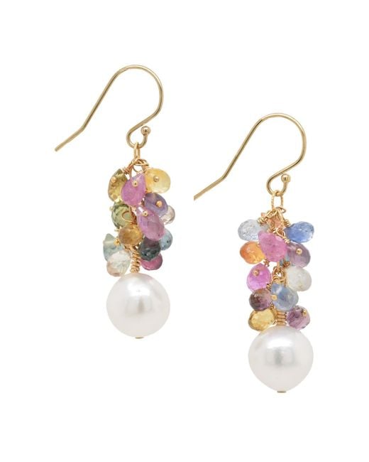 Lori Kaplan Design Metallic Sapphire Cluster Earring With Pearl