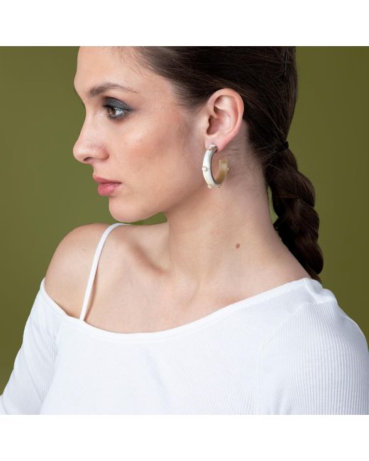 Bounkit Metallic Eliza Hoops Mother Of Pearl