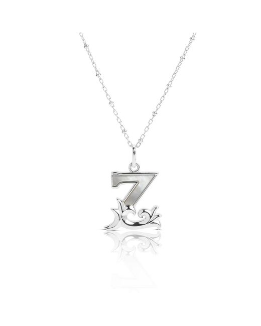 Kasun Metallic Solid Z Initial Necklace With Mother Of Pearl