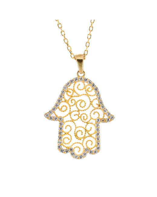 Ebru Jewelry Metallic Soul Journey Hamsa & Diamond Necklace