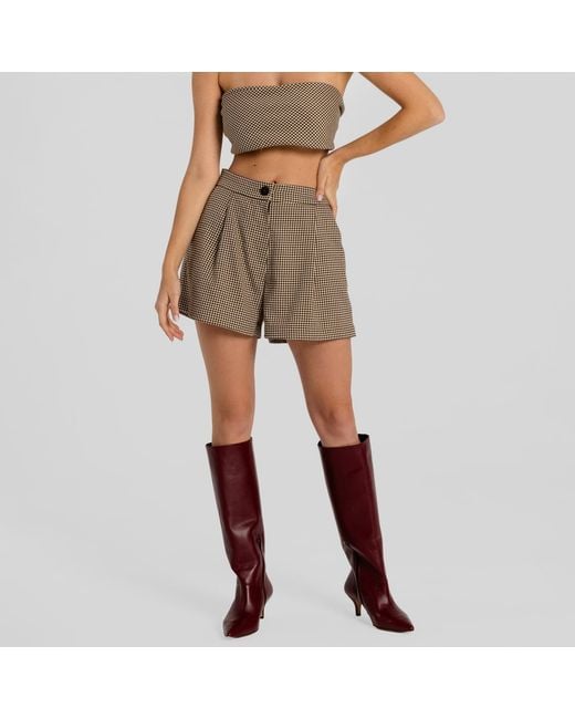 Mandragora Gray Houndstooth Shorts Retto
