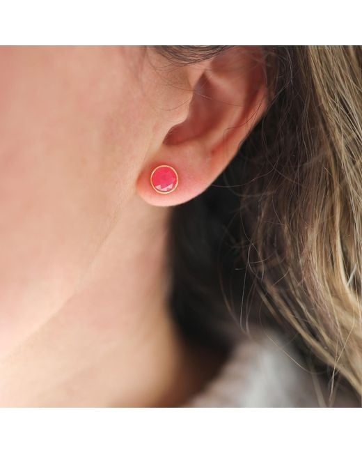 Auree Jewellery Pink Savanne Vermeil & Fuchsia Chalcedony Stud Earrings