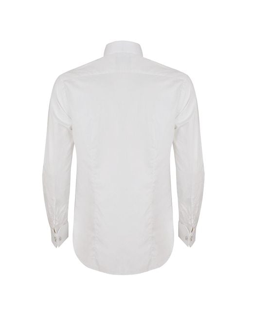 DAVID WEJ White Ashton Collar Ruffle Dress Shirt for men