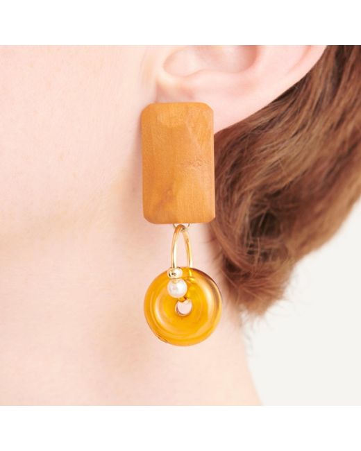 Paisie Metallic Geometric Pine Wood Earrings