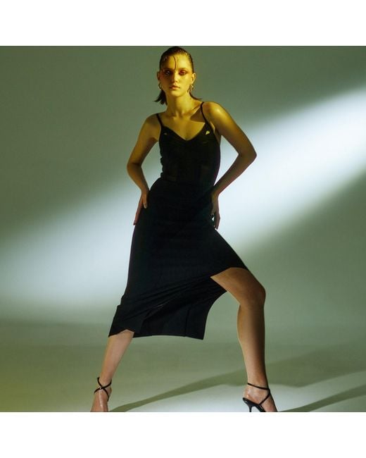 Sour Figs Black Bustier Mesh Binding Detail Dress