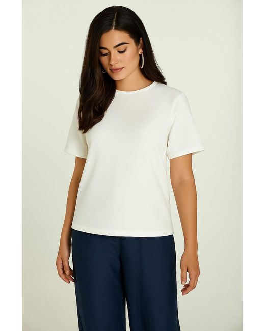 Conquista White Oversized Mercerized Cotton T-Shirt With Elbow-Length Sleeves