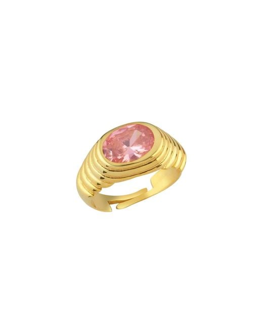 LINYA JEWELLERY Metallic Lyra Oval Crystal Stone Little Finger Knight Ring